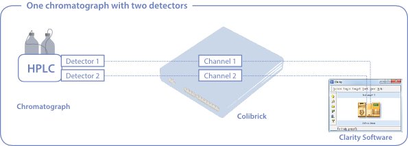 One chromatography with two detectors